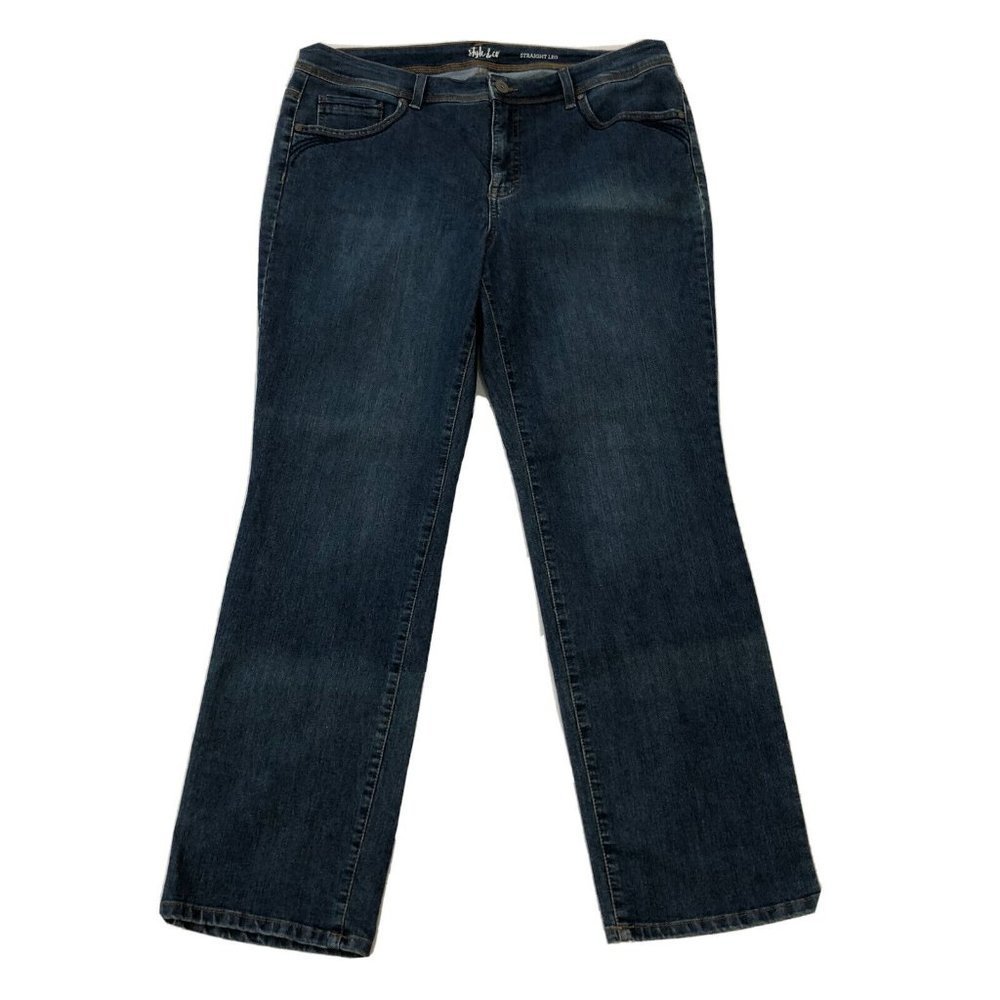Style&Co. Jeans Women's 14W Blue Straight Leg Denim Pants Size 14W (36x30)